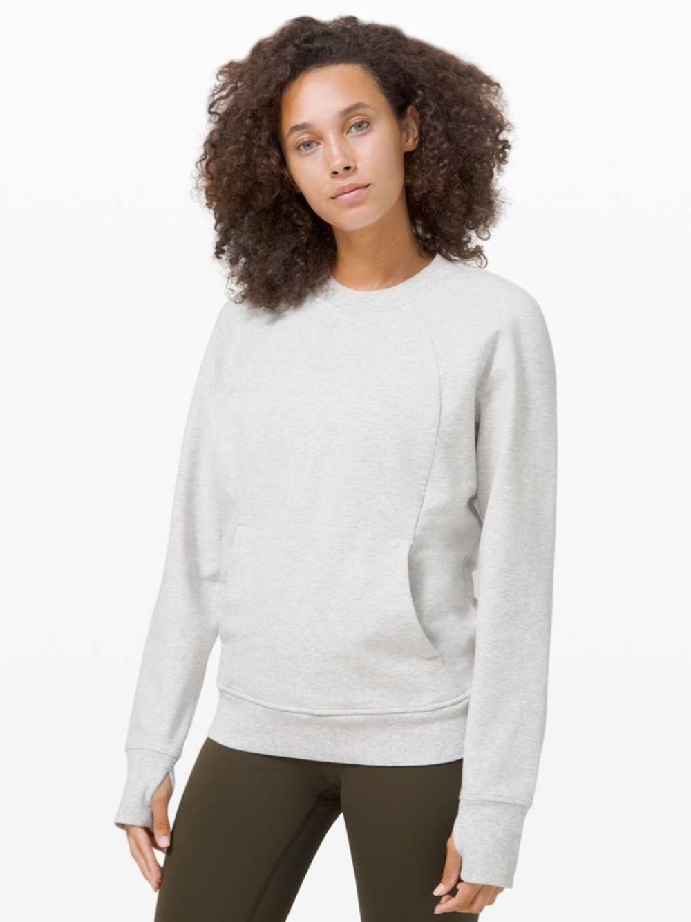 Lululemon Scuba Crew Heathered Core Ultra Light Grey in size 12